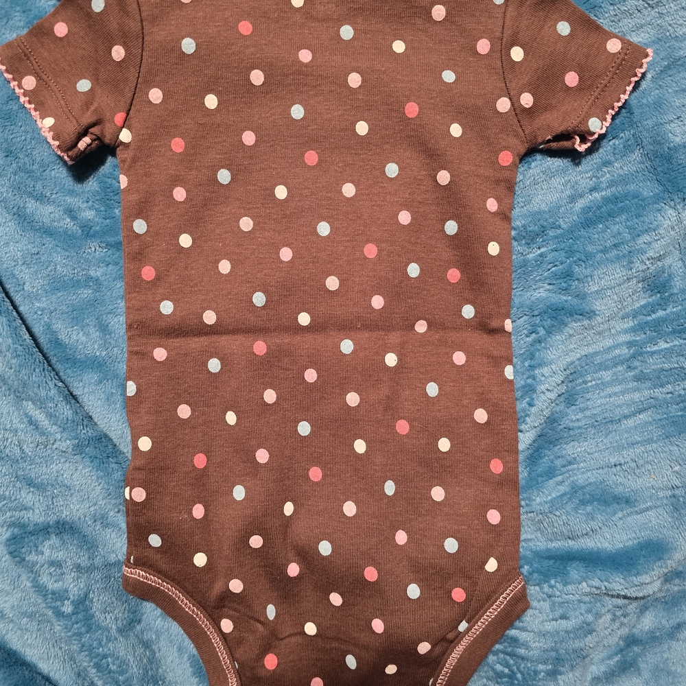 Carter's Brown Polka Dot Floral Baby One-Piece Bodysuit - Picture 7 of 7